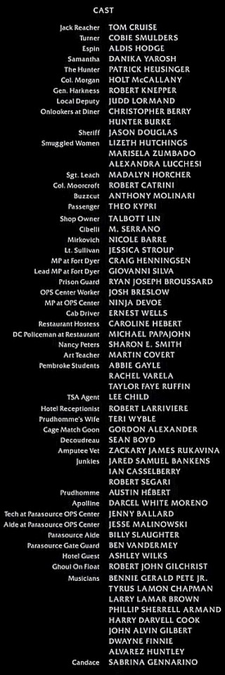 cast - closing credits